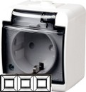 Розетка потрійна RHE-3sd прозора дверка IP-44