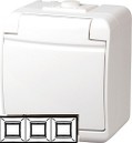Розетка потрійна RHE-3s біла IP-44